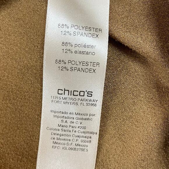 Chico’s 1 (M) Tan Faux Suede Button Down Shirt Blouse Stretch Soft Long Sleeve - Picture 7 of 7